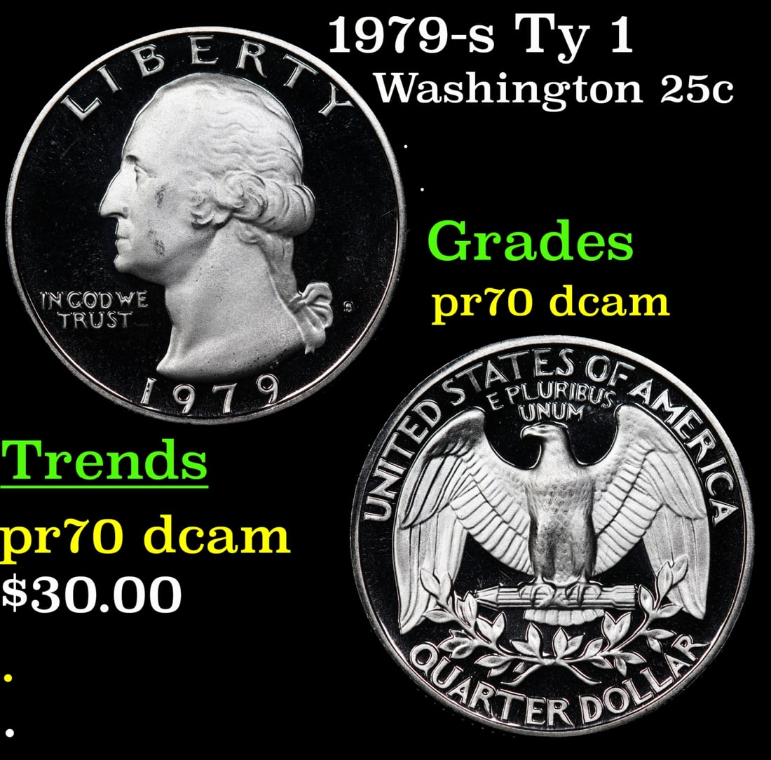 1979-s Ty 1 Proof Washington Quarter 25c Grades GEM++ Proof Deep Cameo (1 of 3)