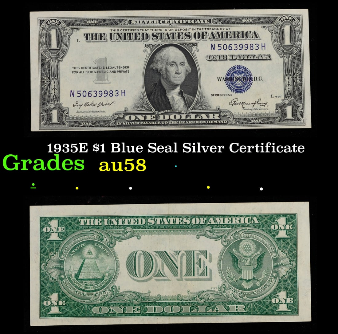 1935E $1 Blue Seal Silver Certificate Grades Choice AU/BU Slider (1 of 3)