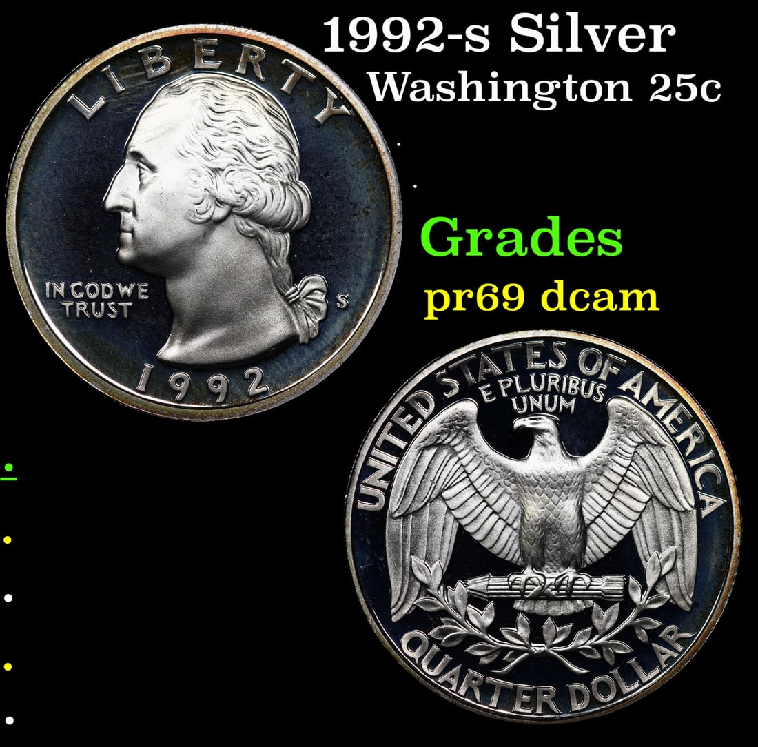 1992-s Silver Proof Washington Quarter 25c Grades GEM++ Proof Deep Cameo (1 of 3)