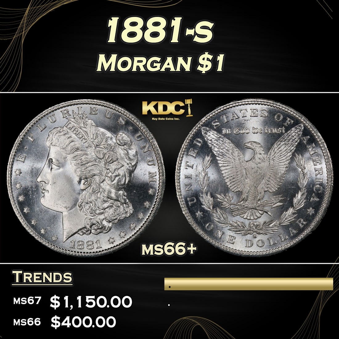 1881-s Morgan Dollar $1 Grades GEM++ Unc (1 of 3)