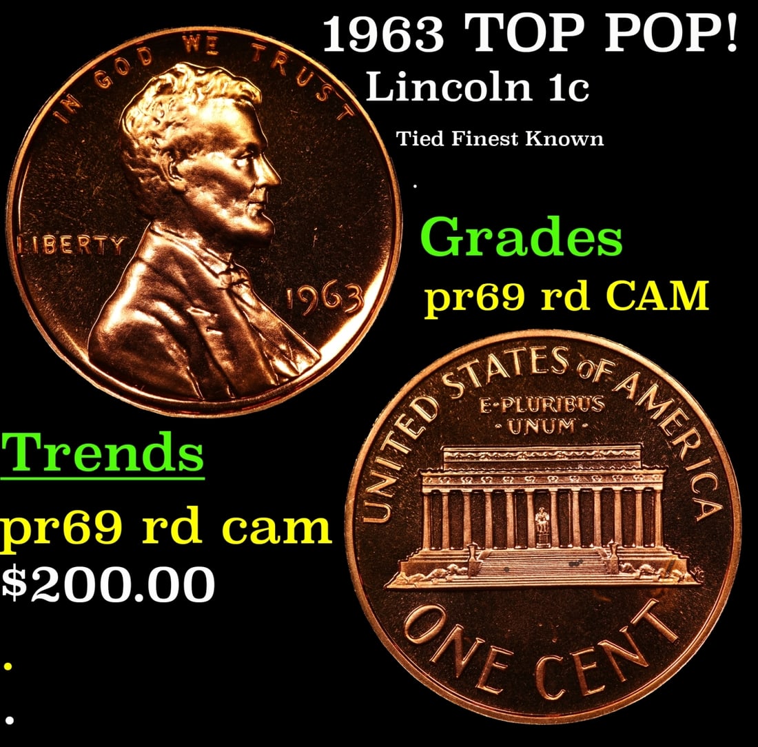 1963 Proof Lincoln Cent TOP POP! 1c Graded pr69 rd CAM BY SEGS (1 of 3)