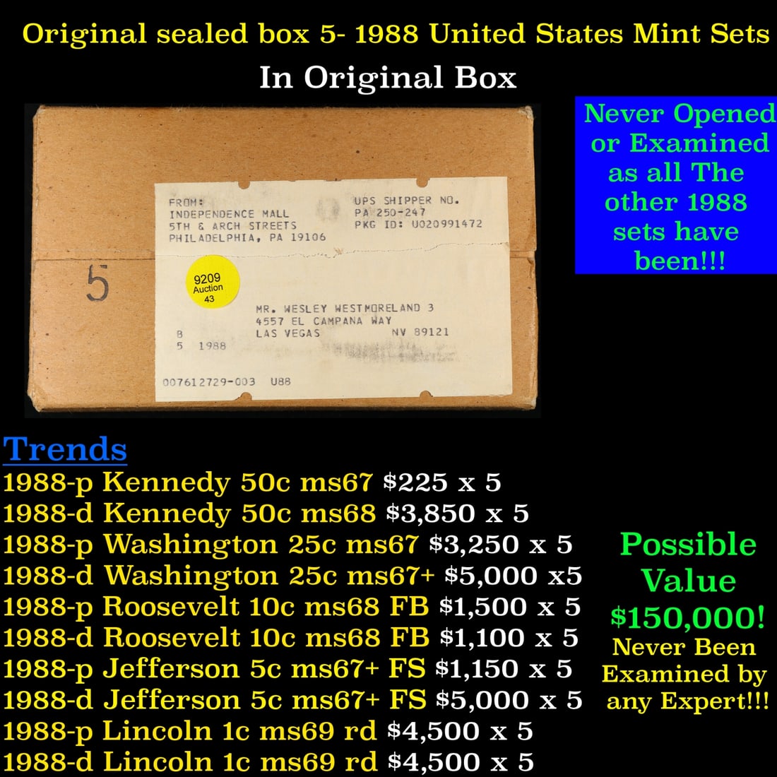 Original sealed box 5- 1988 United States Mint  Sets (1 of 2)