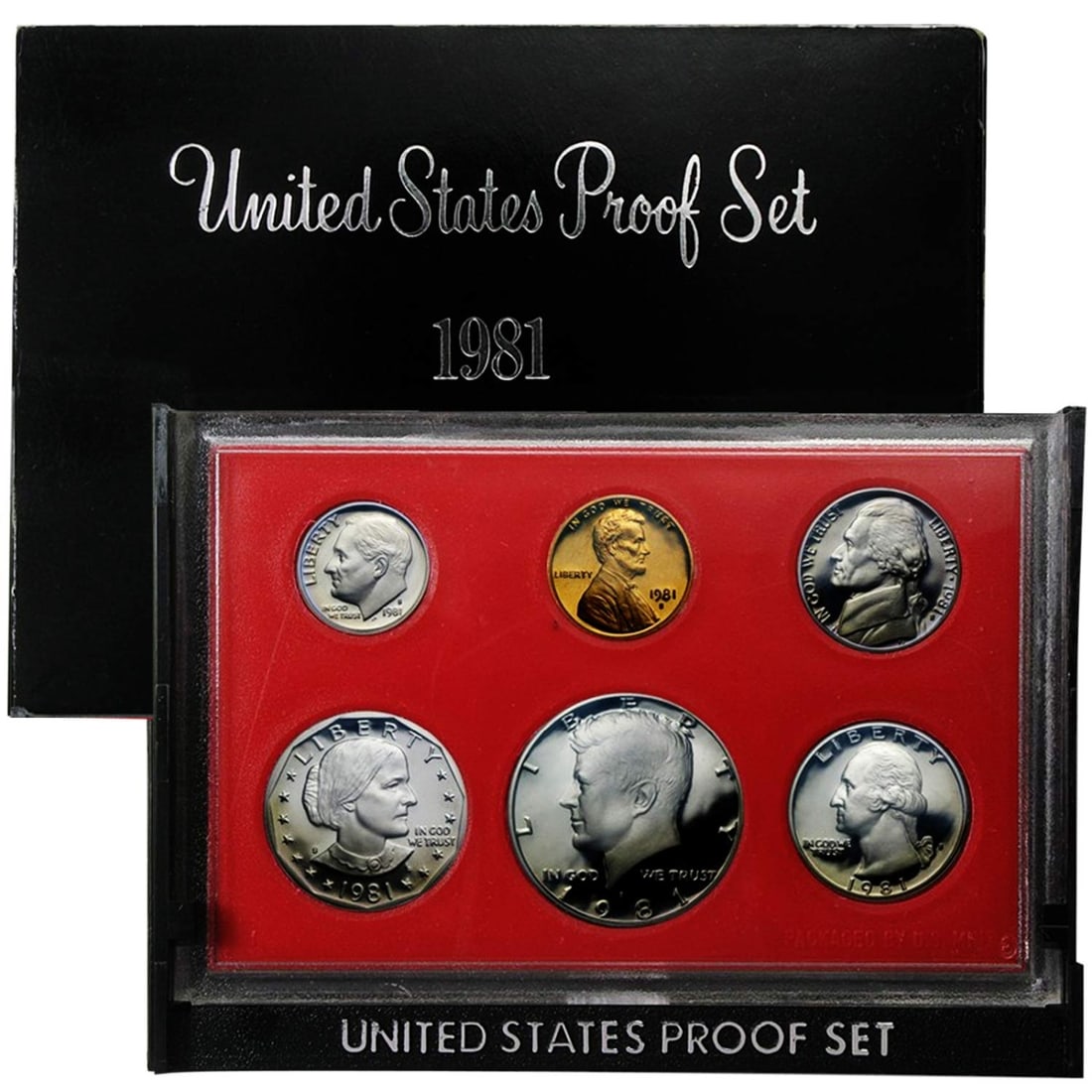 1981 United States Mint Proof Set 6 coins: 1981 United States Mint Proof Set 6 coins . Includes 6 Deep Cameo Proof Coins Including the Susan B. Anthony Proof Dollar