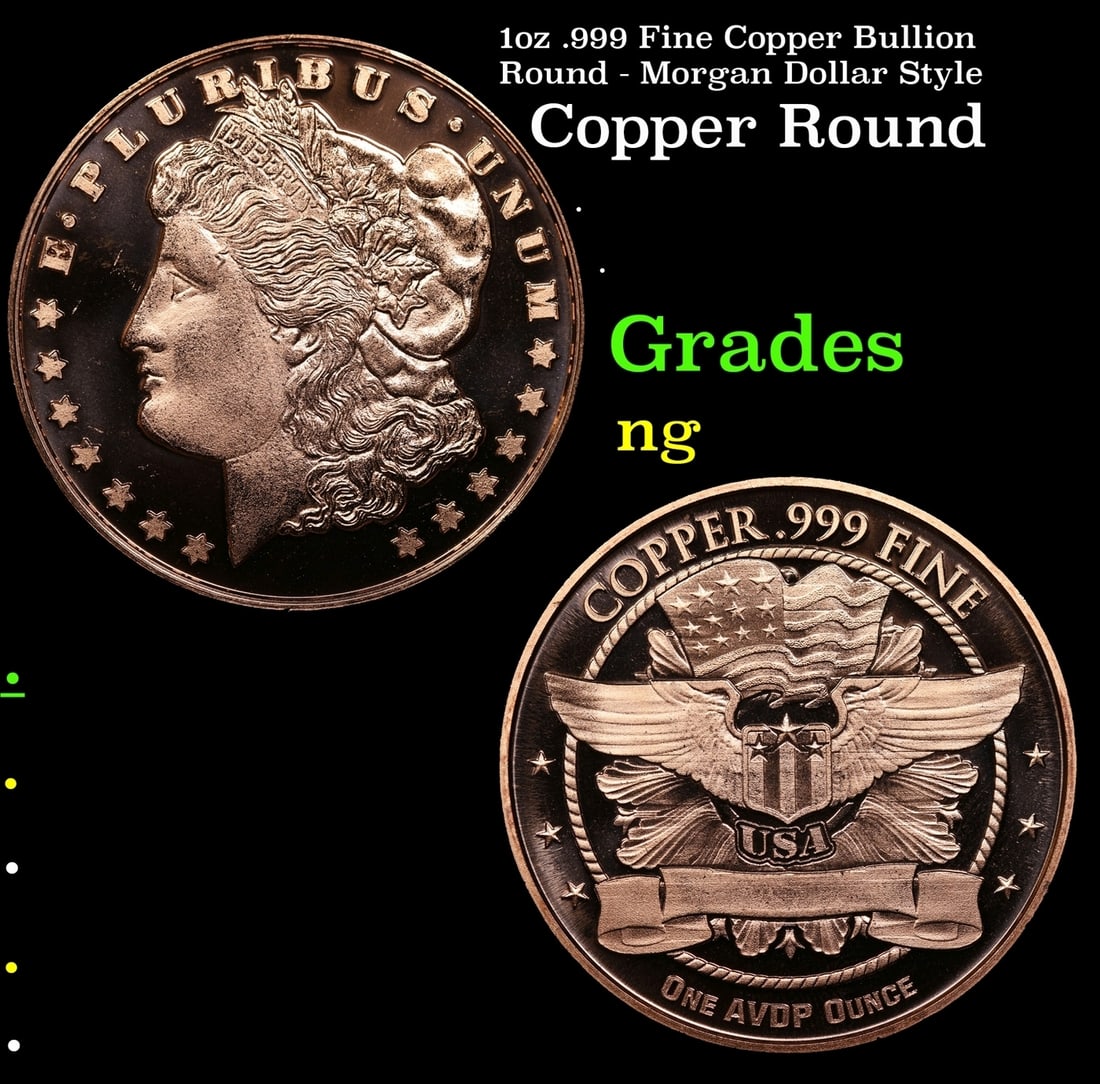 1oz .999 Fine Copper Bullion Round - Morgan Dollar Style (1 of 3)