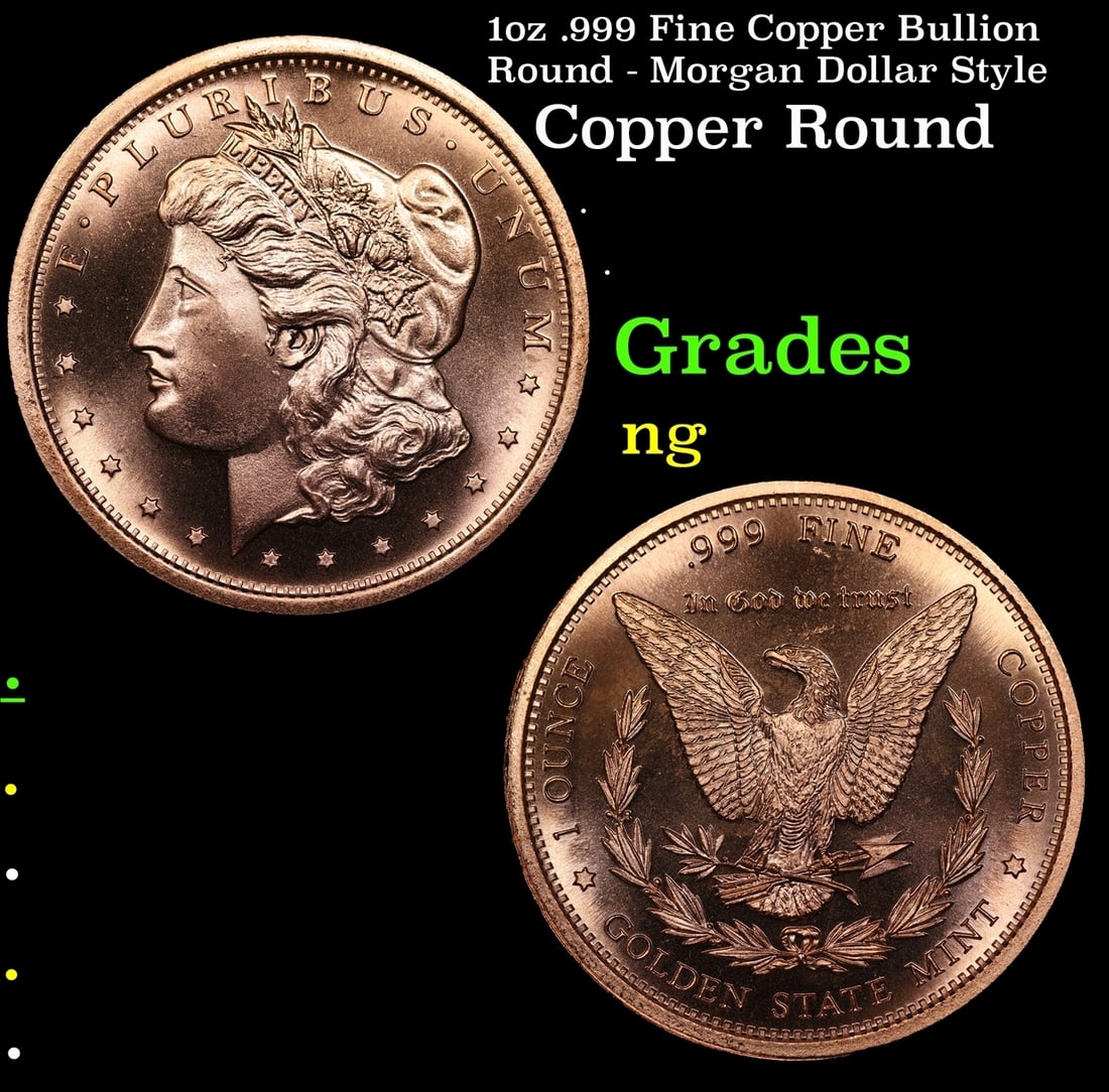 1oz .999 Fine Copper Bullion Round - Morgan Dollar Style (1 of 3)