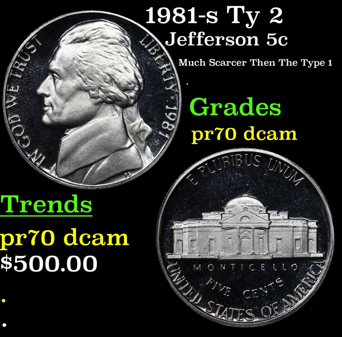 1981-s Ty 2 Proof Jefferson Nickel 5c pr70 dcam SEGS (1 of 3)