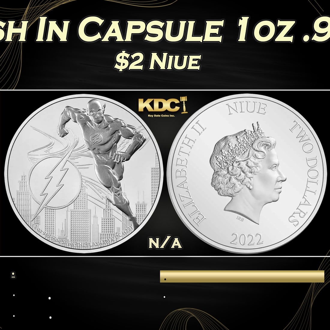 2022 The Flash Dc Comics Justice League: The Flash In Capsule 1oz .999 Silver $2 New Zealand Niue (1 of 3)