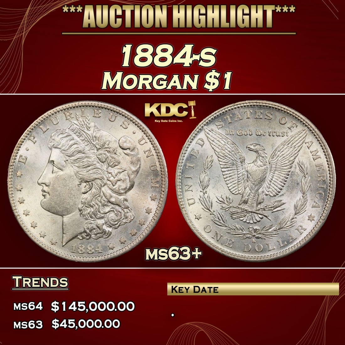 *Highlight* 1884-s Morgan Dollar $1 Select+ Unc USCG (fc) (1 of 5)