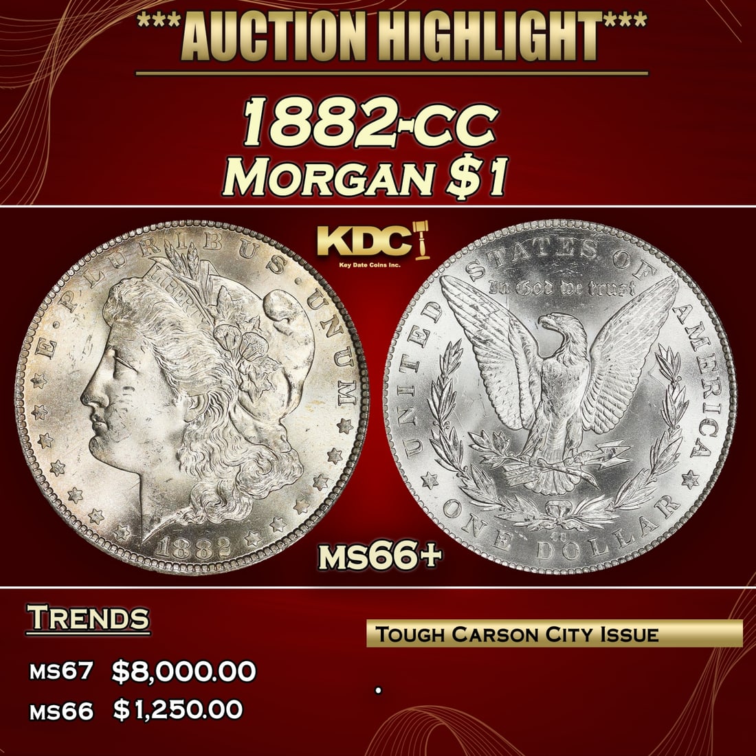 *Highlight* 1882-cc Morgan Dollar $1 ms66+ SEGS (fc) (1 of 5)