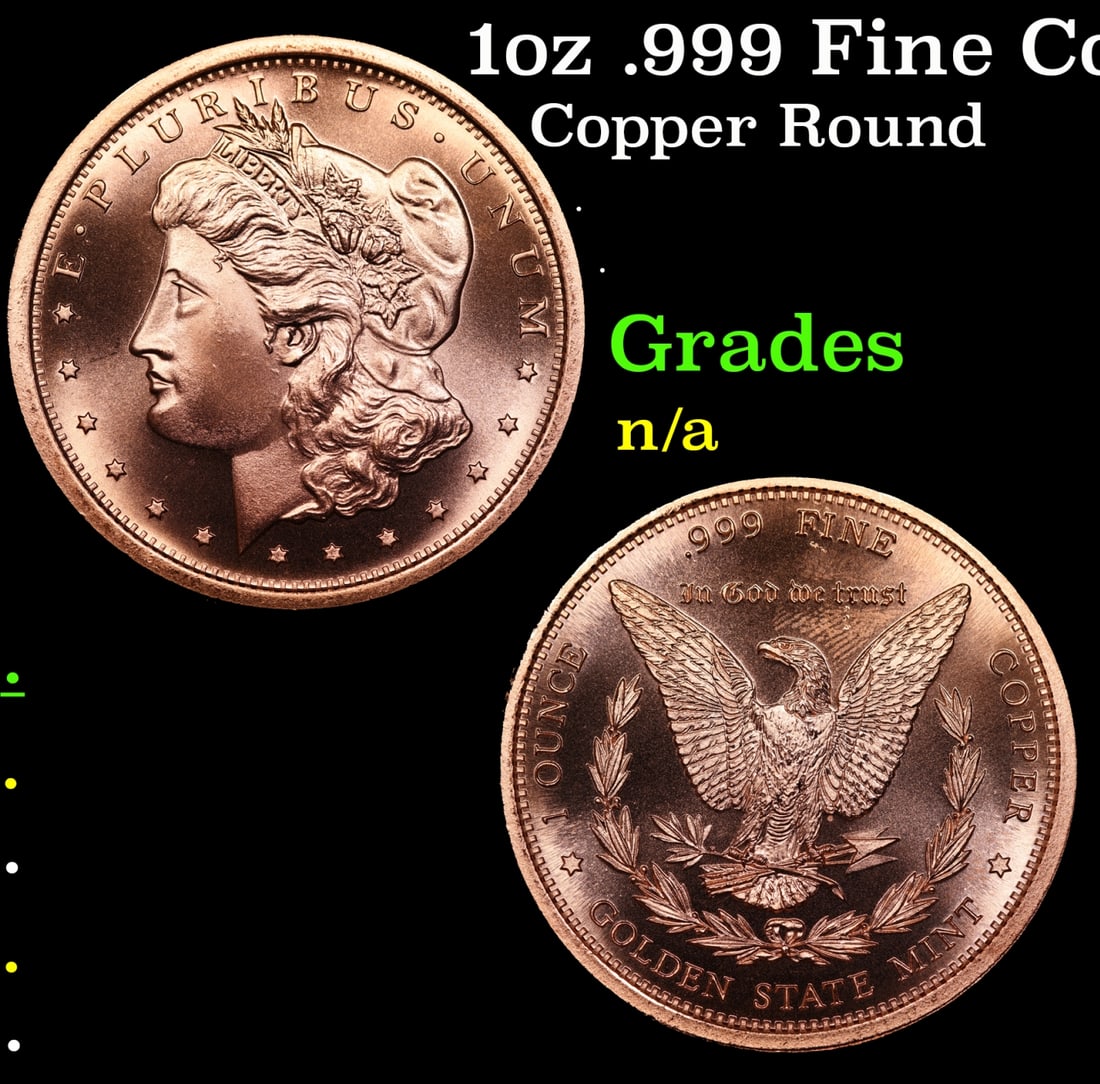 1oz .999 Fine Copper Bullion Round - Morgan Dollar style Grades Ungraded (1 of 3)