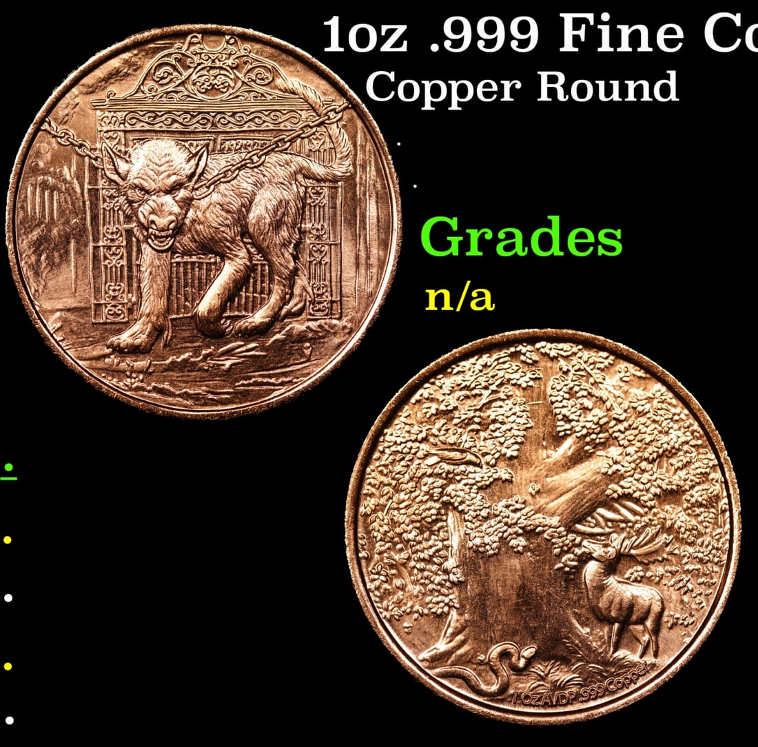 1oz .999 Fine Copper Bullion Round - Garm The Hellhound style Grades Ungraded (1 of 3)