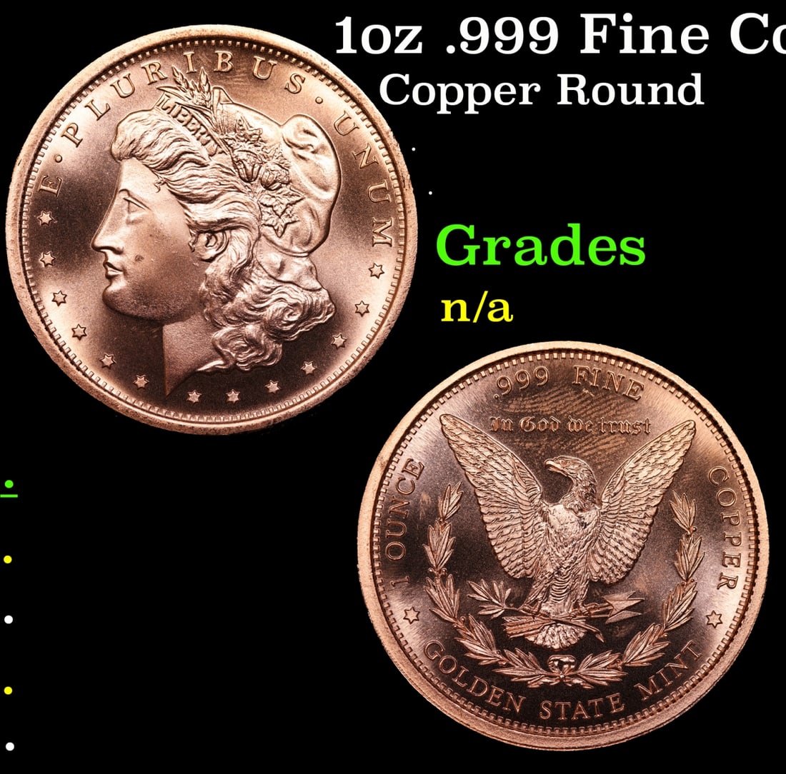 1oz .999 Fine Copper Bullion Round - Morgan Dollar style Grades Ungraded (1 of 3)