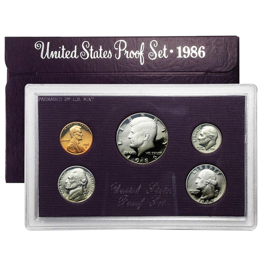1986 United States Mint Proof Set 5 coins: 1986 United States Mint Proof Set 5 coins. Includes 5 Very Deep Cameo Proof Coins, the original Mint Packaging and the COA.