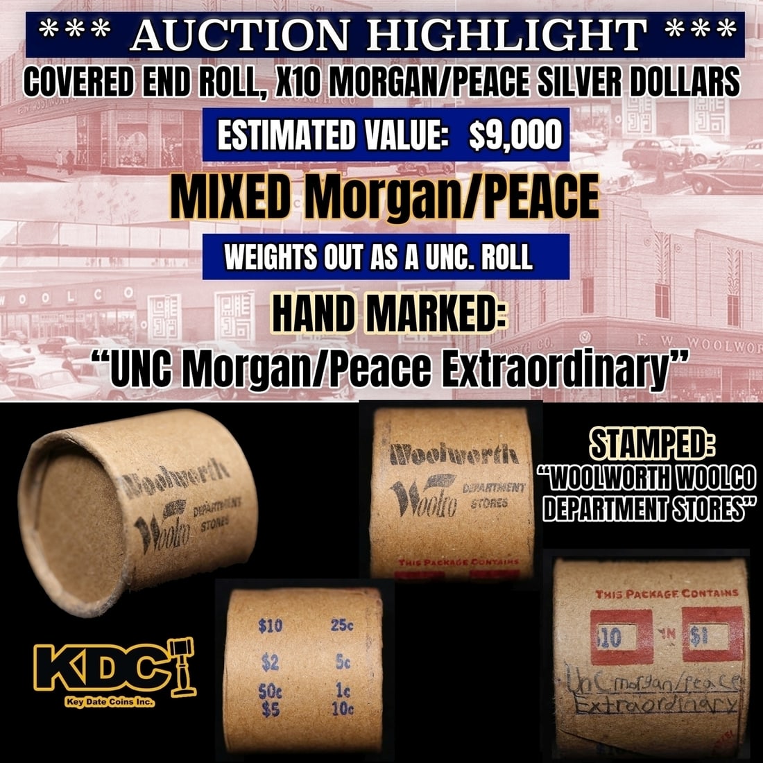 *EXCLUSIVE* x10 Morgan Covered End Roll! Marked "Unc Morgan/Peace Extraordinary"! - Huge Vault Hoard (1 of 5)