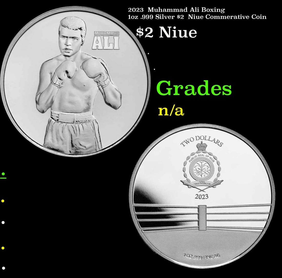 2023 Muhammad Ali Boxing 1oz .999 Silver $2 Niue Commerative Coin Grades Ungraded: 2023 Muhammad Ali Boxing 1oz .999 Silver $2 Niue Commerative Coin Grades Ungraded.