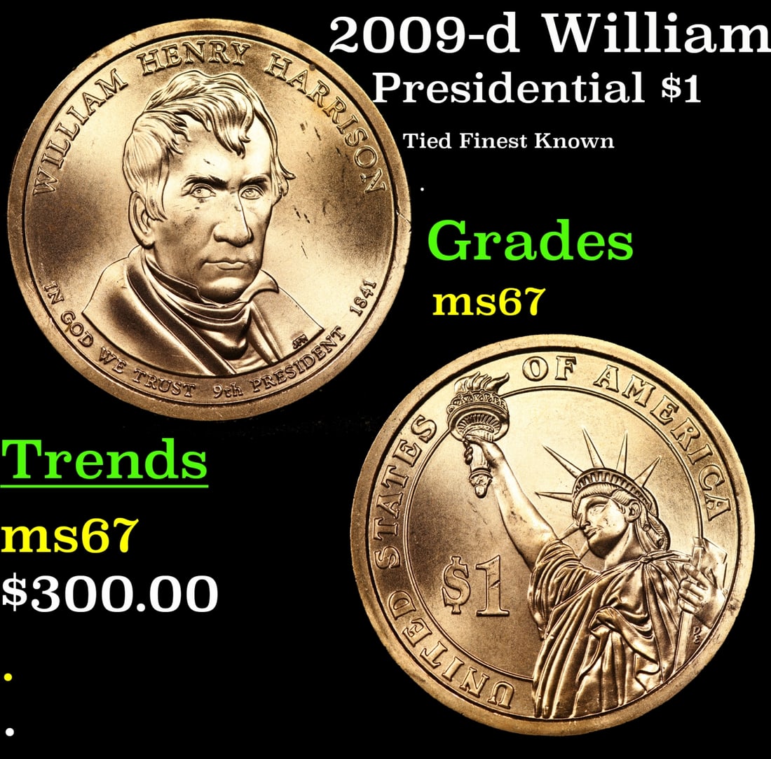 2009-d William Henry Harrison Position A Presidential Dollar TOP POP! 1 Graded ms68+ By SEGS: 2009-d William Henry Harrison Position A TOP POP! Presidential Dollar 1 Graded ms68+ By SEGS.