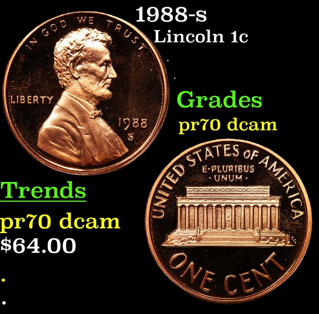 1988-s Proof Lincoln Cent 1c GEM++ Proof Deep Cameo USCG (1 of 3)