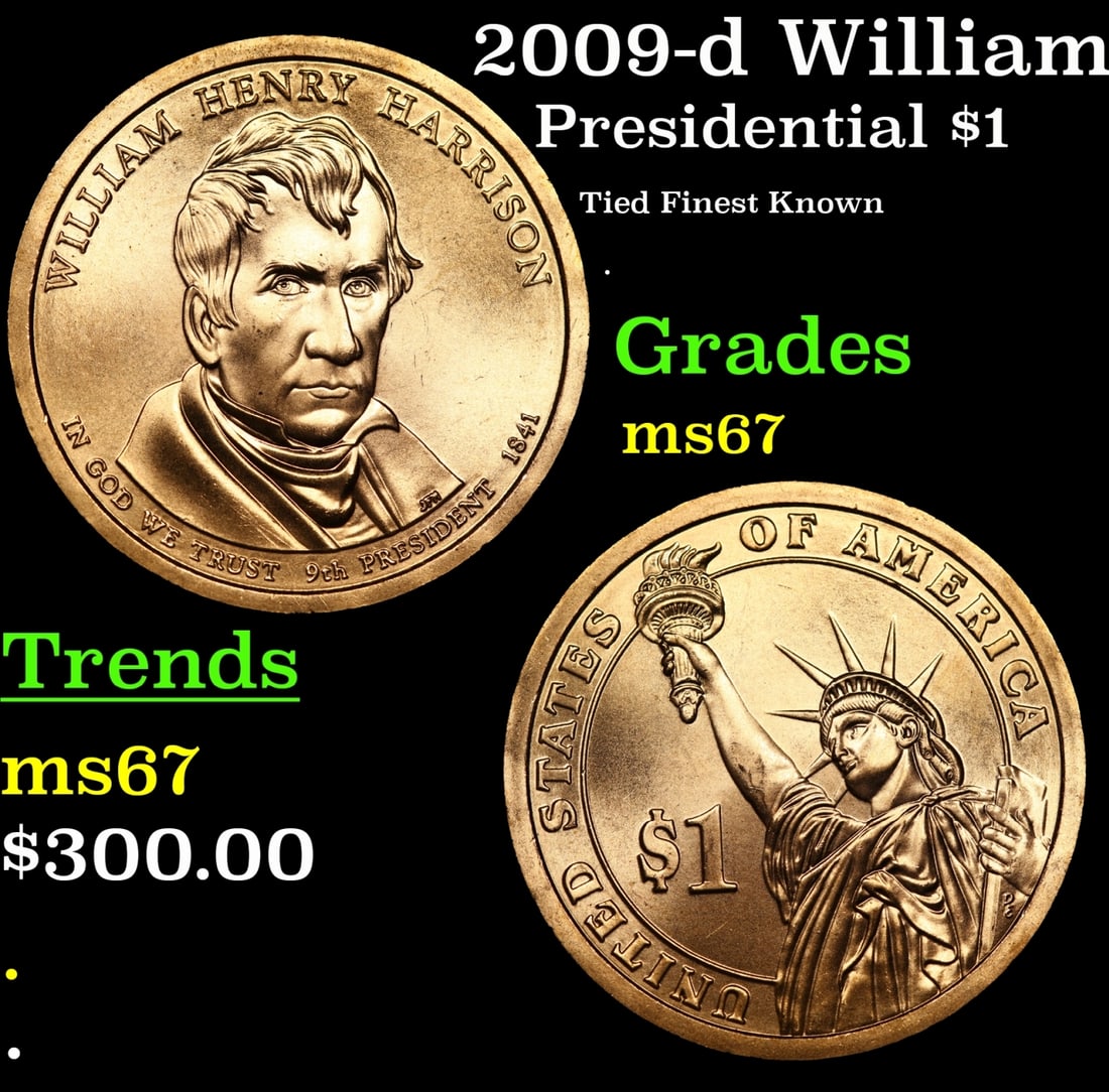 2009-d William Henry Harrison Position A Presidential Dollar TOP POP! 1 Graded ms68+ By SEGS: 2009-d William Henry Harrison Position A TOP POP! Presidential Dollar 1 Graded ms68+ By SEGS.