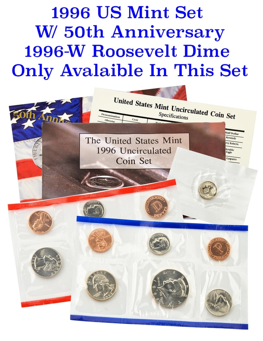 1996 United States Mint Set in the original packaging 12 coins both P & D Mint Marks: 1996 United States Mint Set in the original packaging 12 coins both P & D Mint Marks.