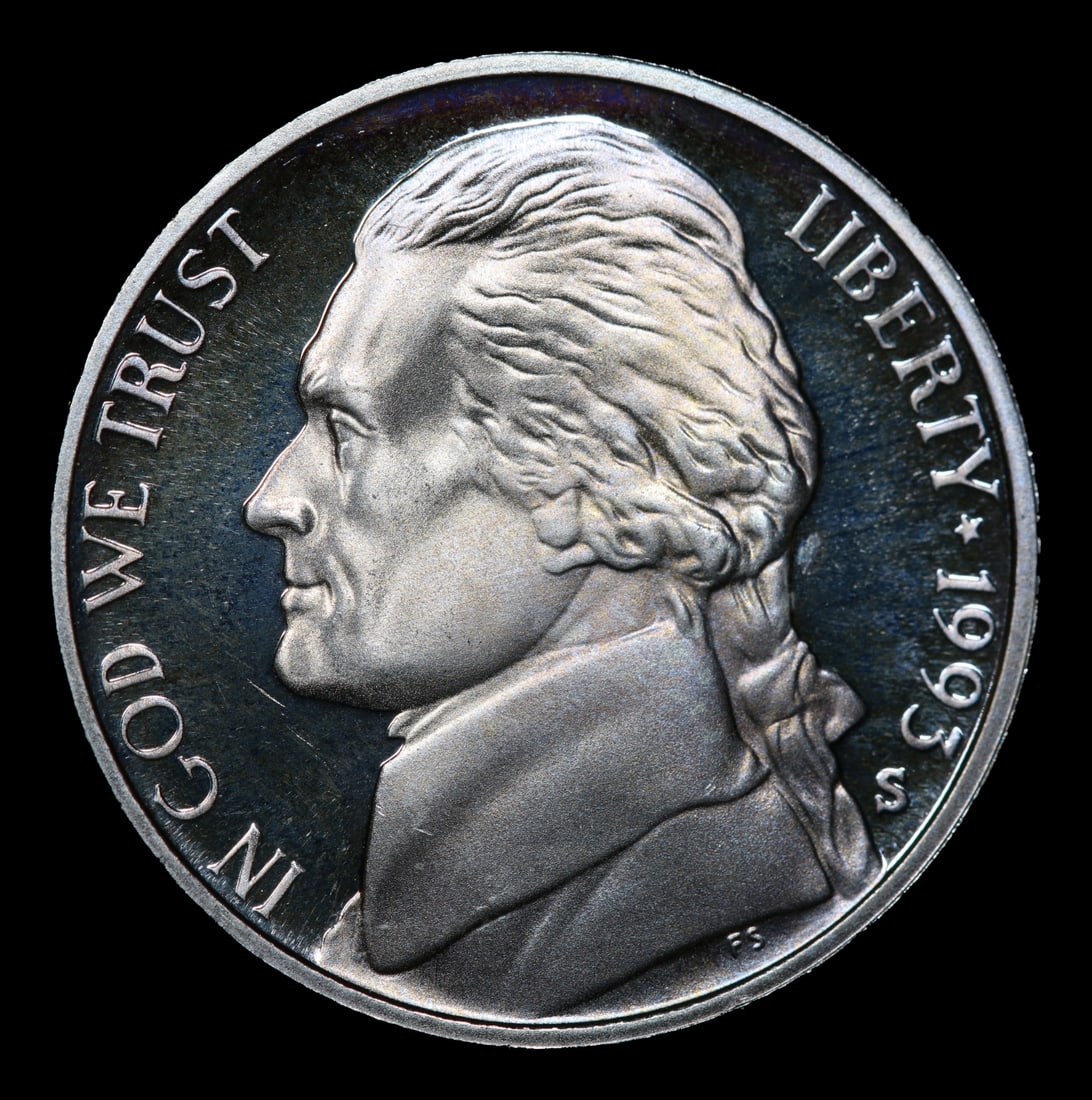 1993-s Proof Jefferson Nickel 5c Grades GEM++ Proof Deep Cameo: 1993-s Jefferson Nickel 5c Grades GEM++ Proof Deep Cameo.