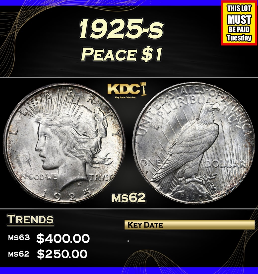 1925-s Peace Dollar $1 Grades Select Unc (1 of 3)