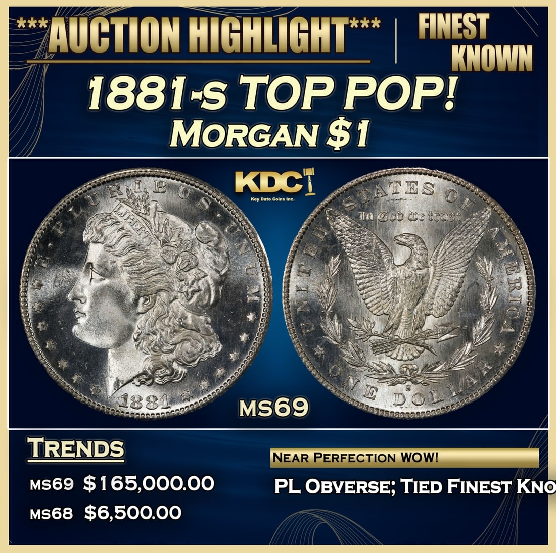 *Highlight* 1881-s Morgan Dollar TOP POP! $1 ms69 SEGS (fc) (1 of 4)