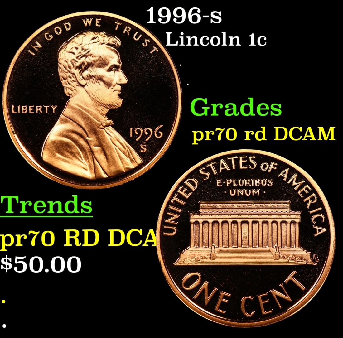 1996-s Proof Lincoln Cent 1c pr70 rd DCAM SEGS (1 of 3)