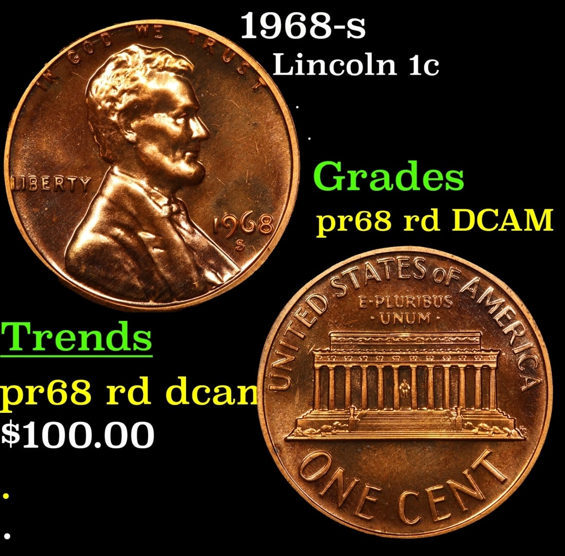1968-s Proof Lincoln Cent 1c pr68 rd DCAM SEGS (1 of 3)