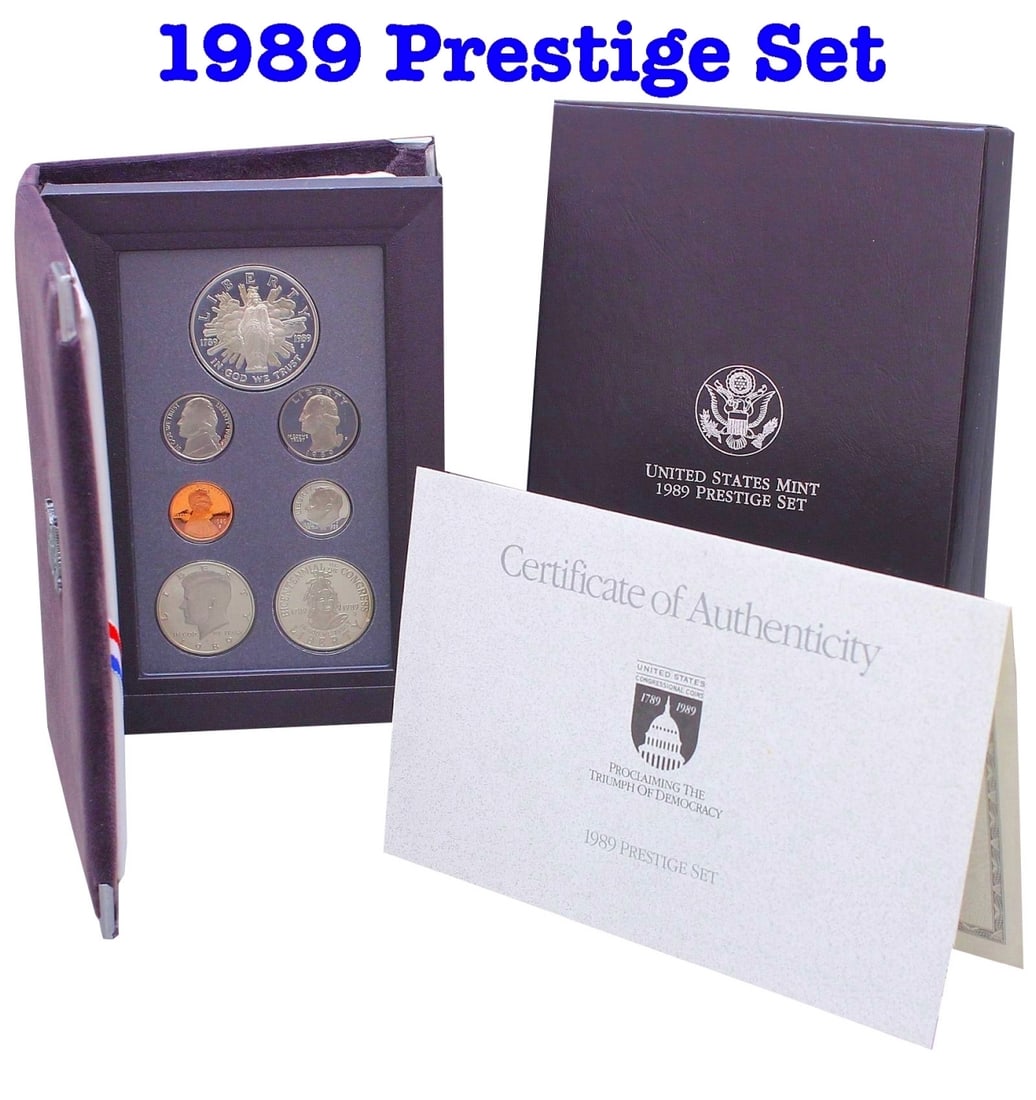 1989 United States Mint Prestige Proof Set 7 Coins W/ Box & COA (1 of 1)