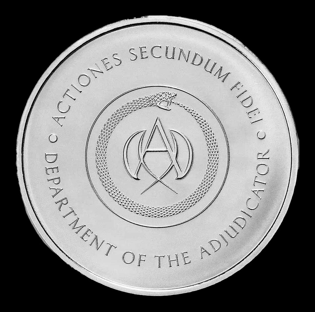 John Wick 2 oz Silver Adjudicator Round: John Wick 2 oz Silver Adjudicator Round. Lionsgate produced this exclusive, limited mintage coin featuring the Adjudicator’s Medallion from the John Wick franchise. This 2 oz .999 fine Silver round
