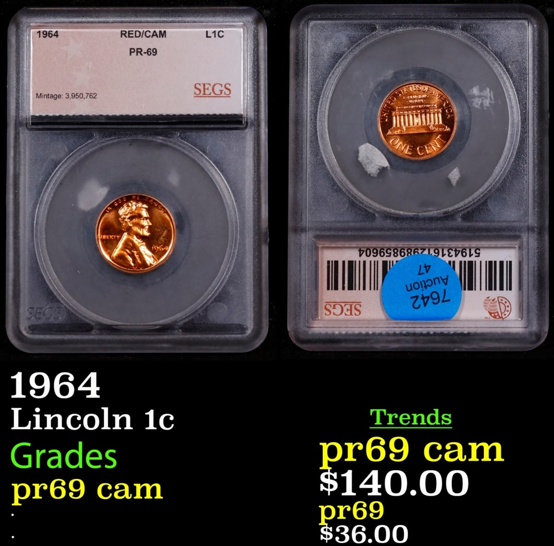 1964 Proof Lincoln Cent 1c SEGS (1 of 3)