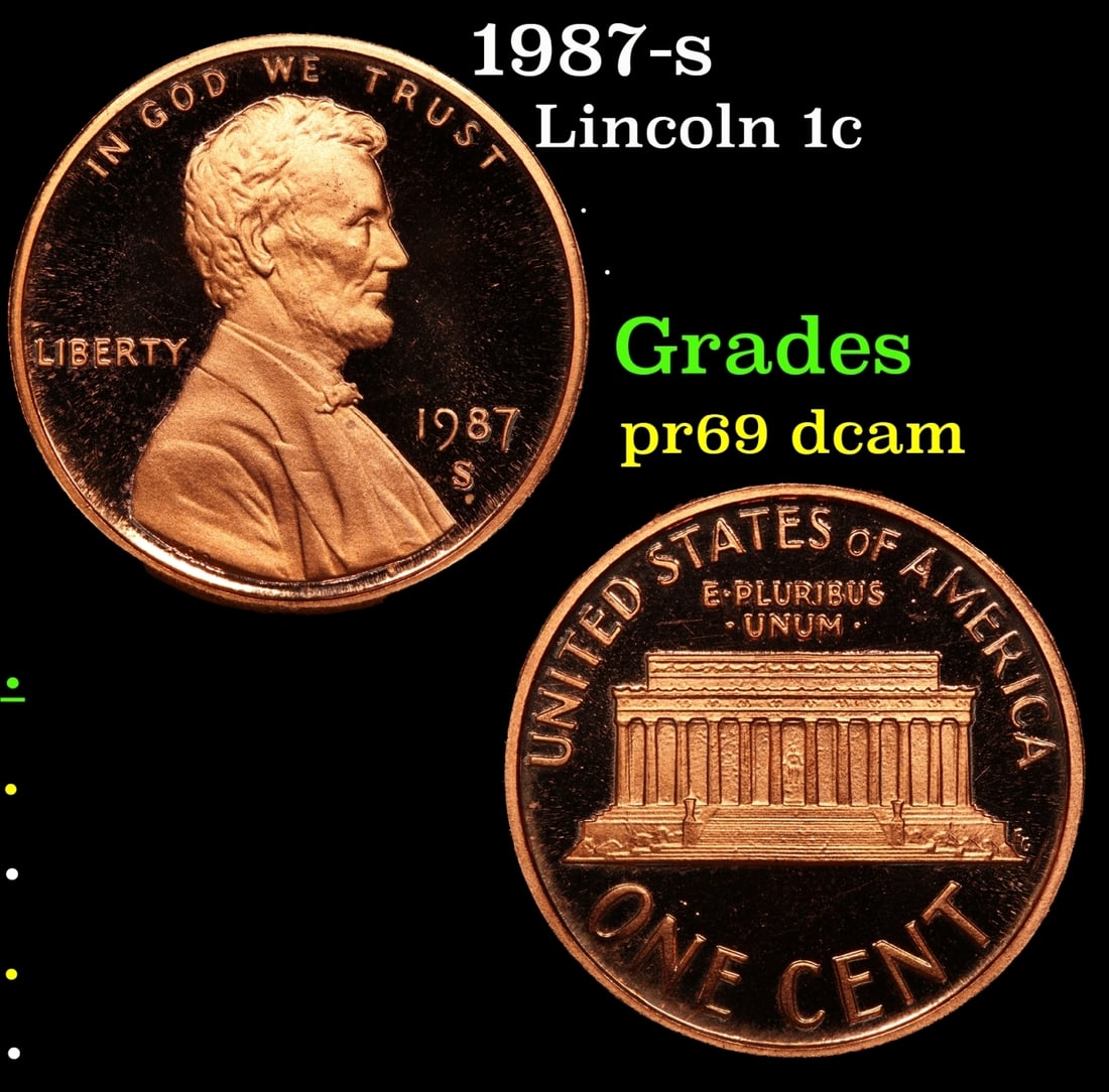 1987-s Proof Lincoln Cent 1c Grades GEM++ Proof Deep Cameo (1 of 3)