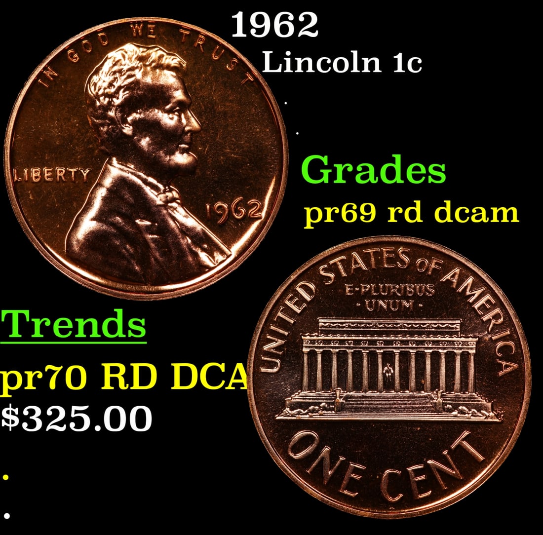 1962 Proof Lincoln Cent 1c pr69 rd dcam SEGS (1 of 3)