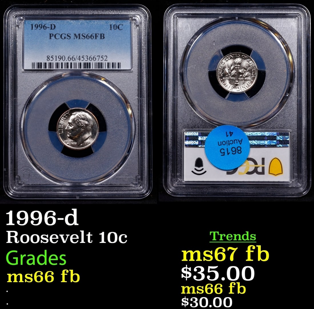PCGS 1996-d Roosevelt Dime 10c ms66 fb PCGS (1 of 3)