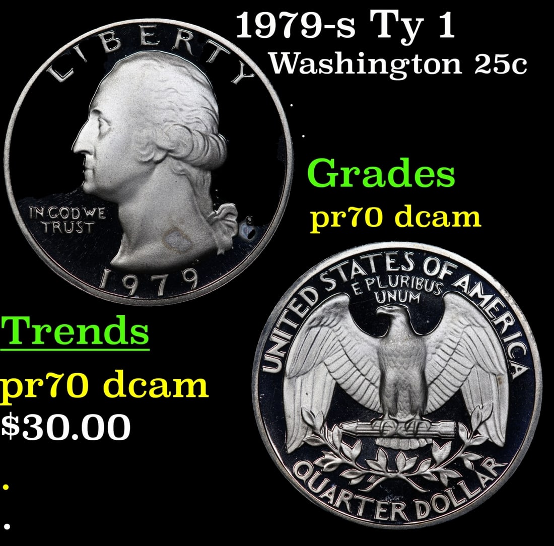 1979-s Ty 1 Proof Washington Quarter 25c Grades GEM++ Proof Deep Cameo (1 of 3)