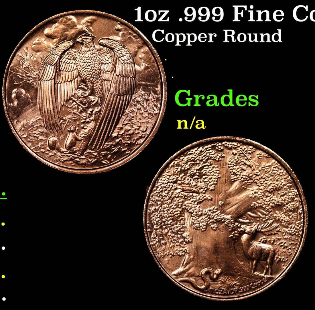 1oz .999 Fine Copper Bullion Round - The Great Eagle style Grades Ungraded (1 of 3)