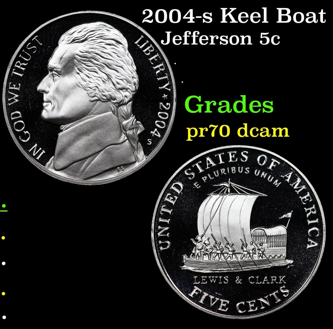 2004-s Keel Boat Proof Jefferson Nickel 5c Grades GEM++ Proof Deep Cameo (1 of 3)