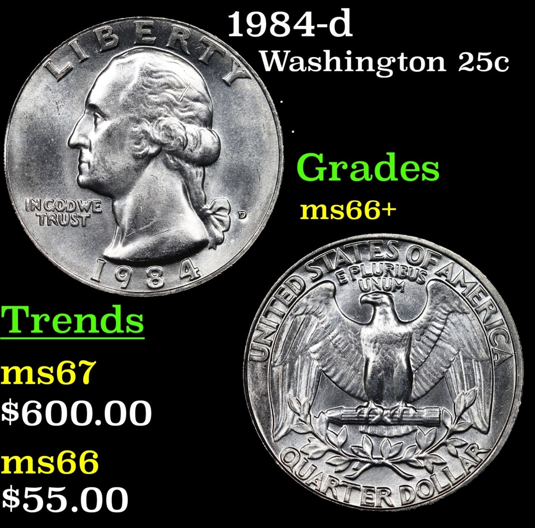 1984-d Washington Quarter 25c Grades GEM++ Unc (1 of 3)