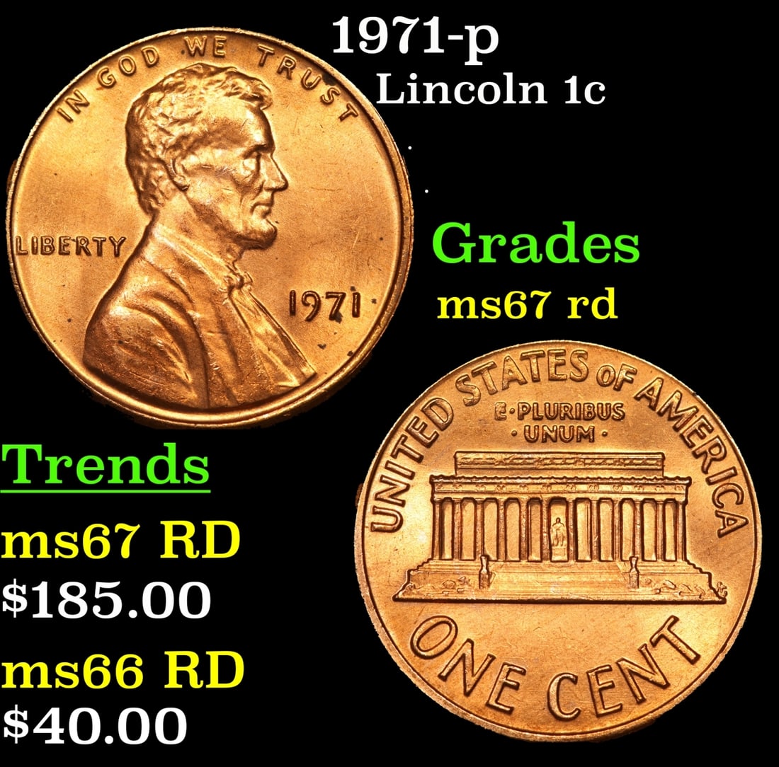 1971-p Lincoln Cent 1c Grades GEM++ Unc RD (1 of 3)