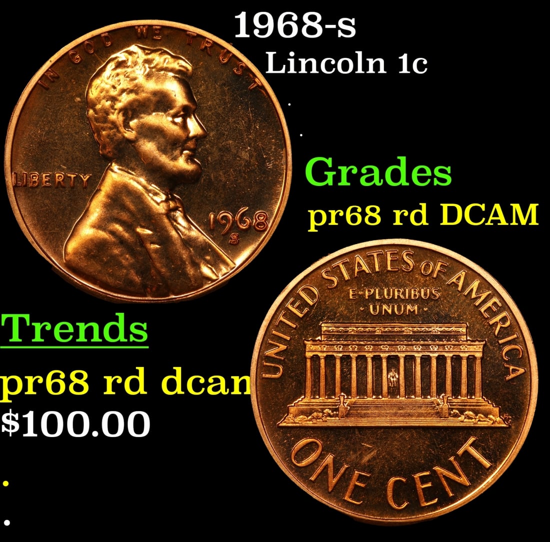 1968-s Proof Lincoln Cent 1c pr68 rd DCAM SEGS (1 of 3)