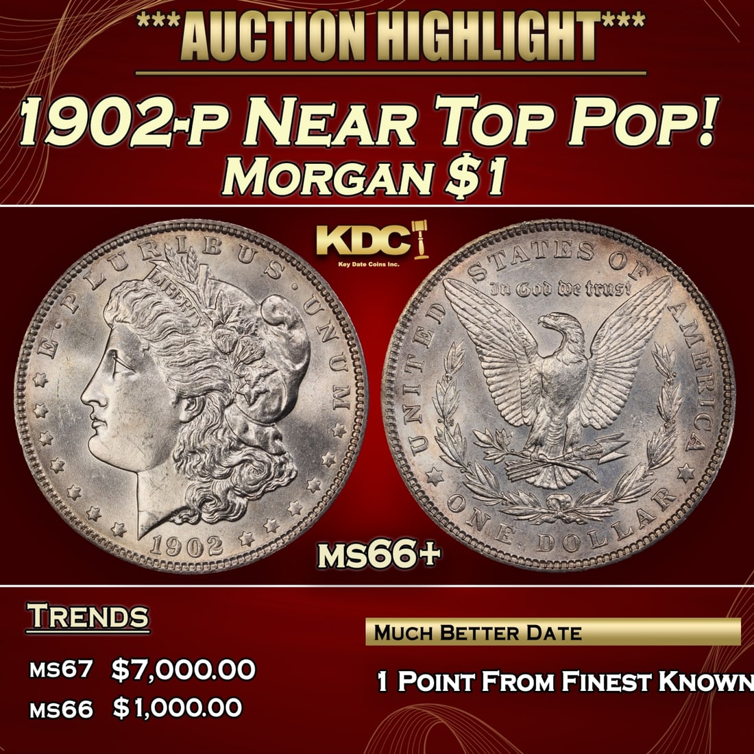 YO 1902-p Morgan Dollar Near Top Pop! $1 ms66+ SEGS: 1902-p Near Top Pop! Morgan Dollar $1 ms66+ SEGS. 0