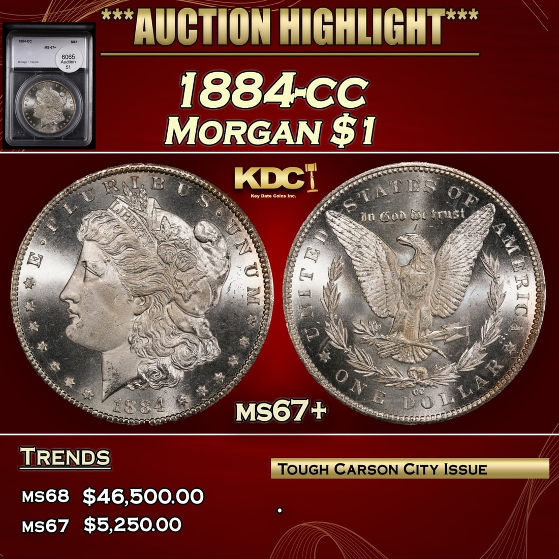 YC 1884-cc Morgan Dollar $1 ms67+ SEGS (1 of 4)