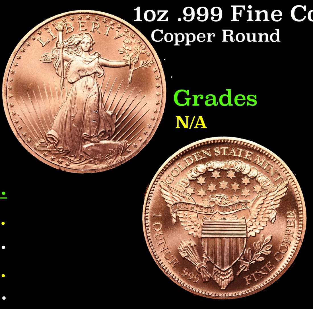 1oz .999 Fine Copper Bullion Round - Walking Liberty Style Grades Ungraded (1 of 3)