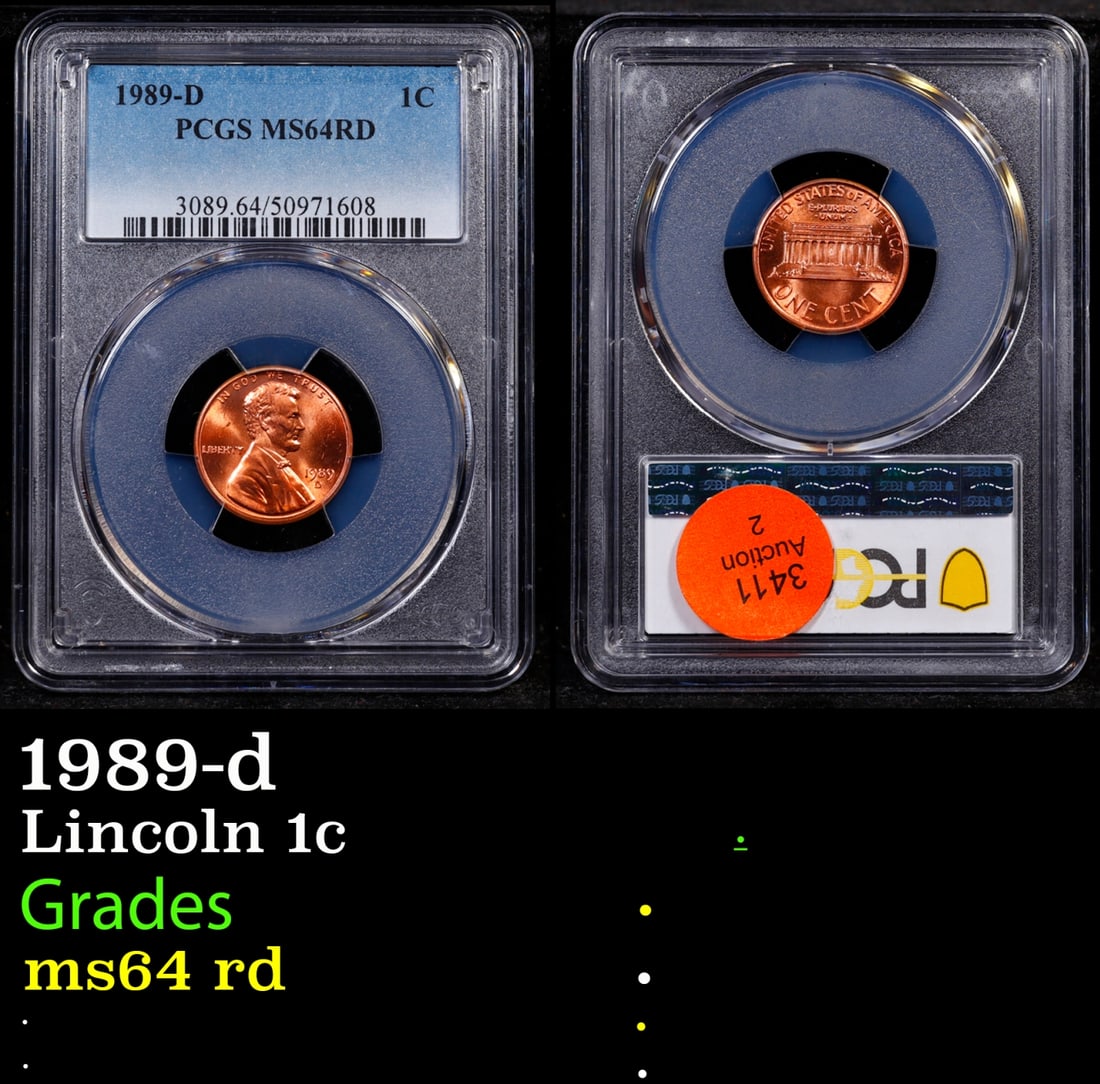 PCGS 1989-d Lincoln Cent 1c ms64 rd PCGS (1 of 3)