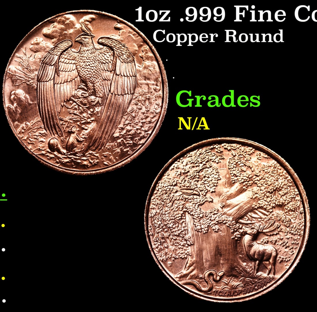 1oz .999 Fine Copper Bullion Round - Eagle and Forest Style Grades Ungraded (1 of 3)
