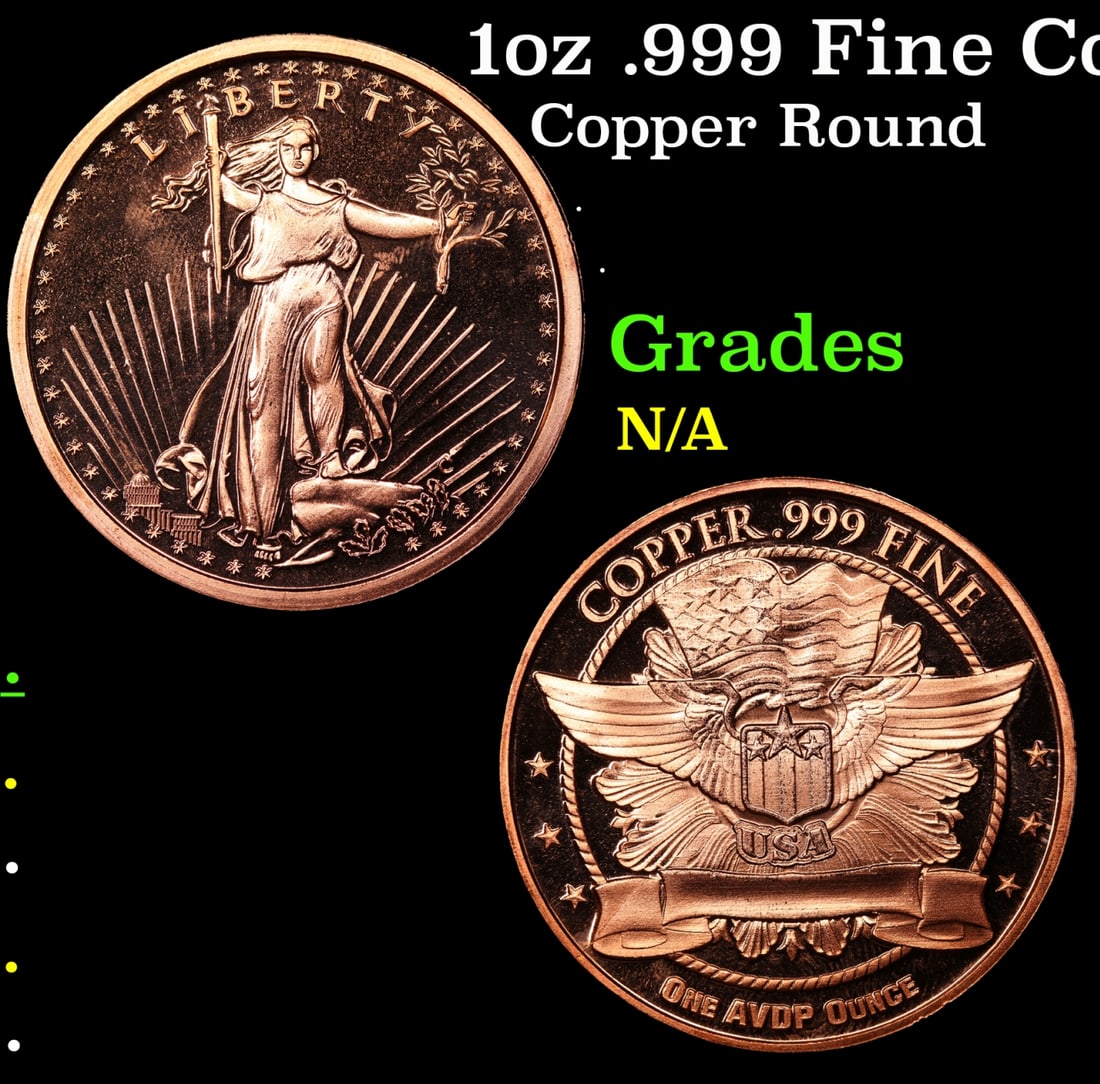 1oz .999 Fine Copper Bullion Round - Walking Liberty Style Grades Ungraded (1 of 3)