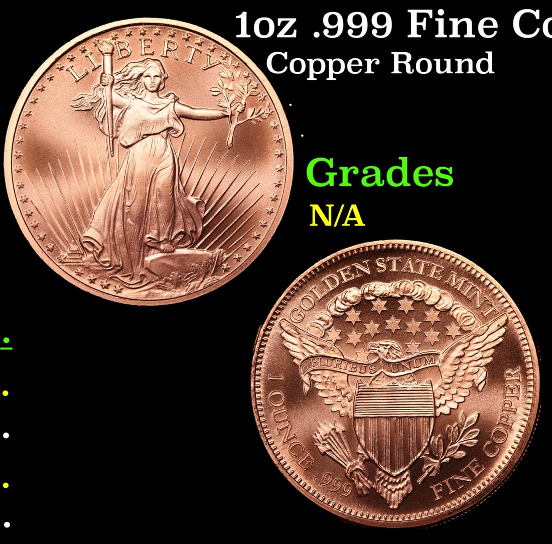 1oz .999 Fine Copper Bullion Round - Walking Liberty Style Grades Ungraded (1 of 3)