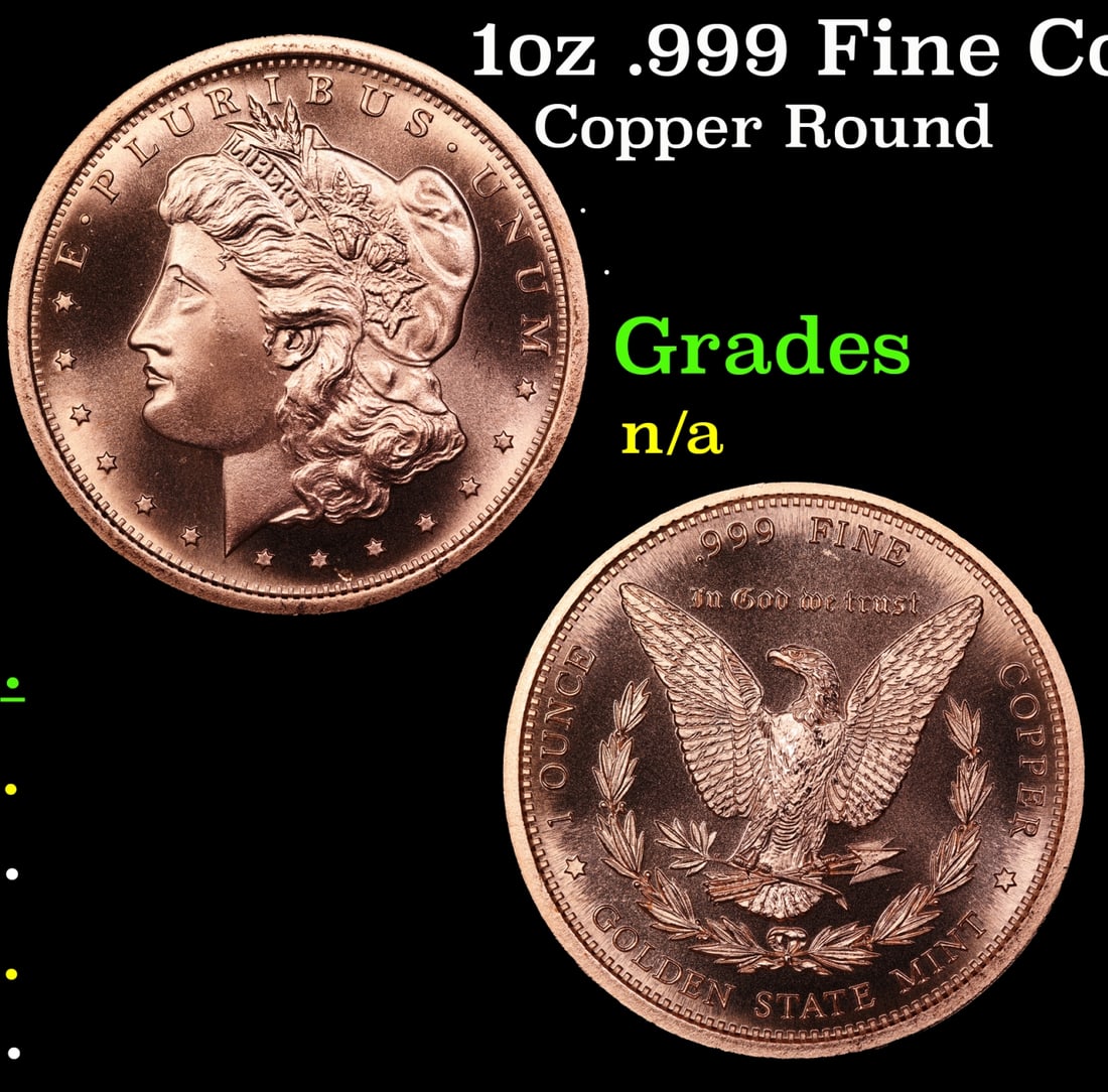 1oz .999 Fine Copper Bullion Round - Morgan Dollar Style Grades Ungraded (1 of 3)