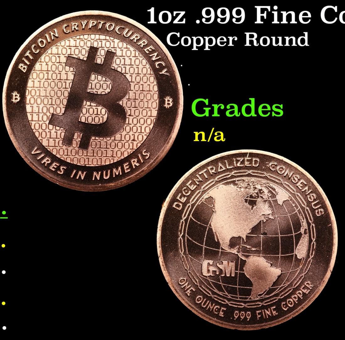 1oz .999 Fine Copper Bullion Round - Bitcoin Style Grades Ungraded (1 of 3)