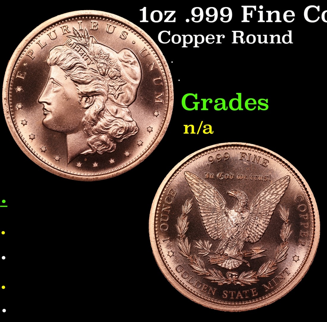 1oz .999 Fine Copper Bullion Round - Morgan Dollar Style Grades Ungraded (1 of 3)